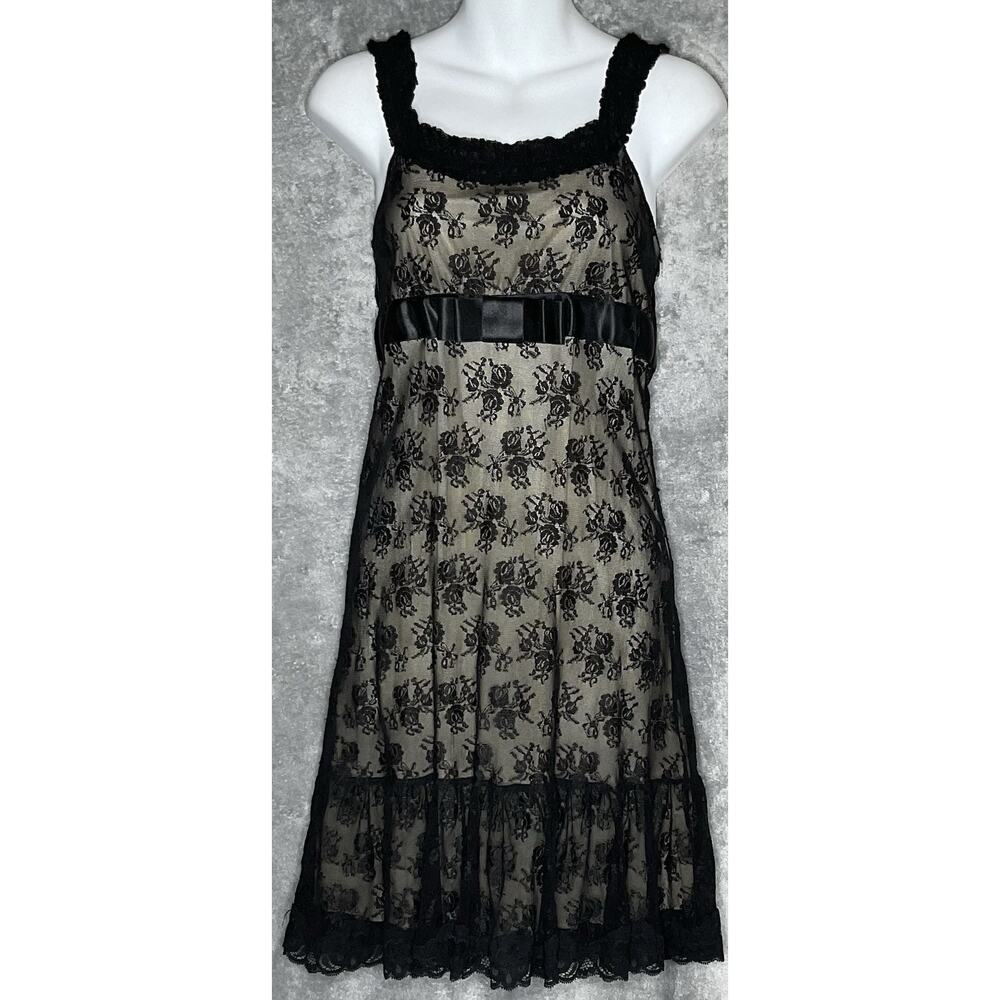 Killah Black Lace Babydoll Charge Dress Empire Waist Juniors Large Y2K Italy